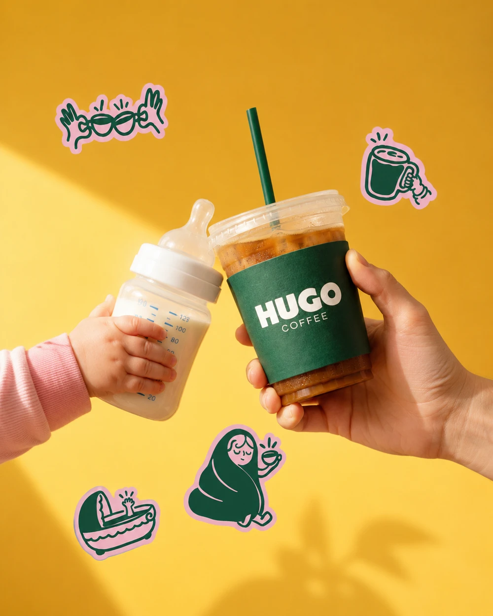 Two Hugo coffees raised together
